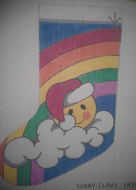 Sasi Creations Inc. Sunny Claus Stocking 3131 3 Needlepoint Canvas 